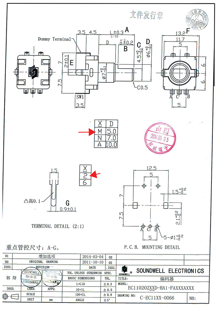 EC11半軸編碼開關規格書