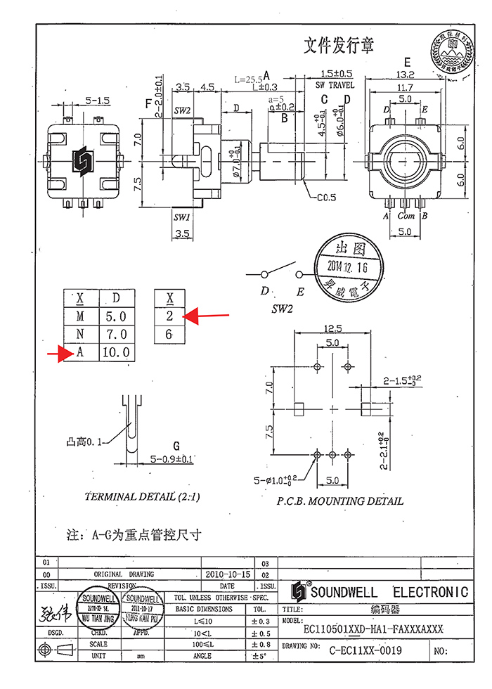 EC11按壓編碼開關規格書